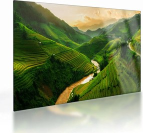 Obraz na szkle - Tarasy ryżowe Mu Cang Chai (70x50 cm)