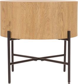 Stolik kawowy okrągły Liviano 45 cm z metalowymi nogami - dąb naturalny / czarny