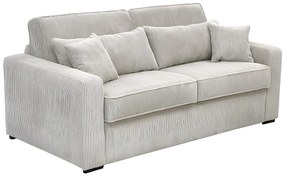 Kanapa 4 osobowa rozkładana typu express z beżowego sztruksu - Miejsce do spania z szerokimi listewkami 160 cm - Materac 16 cm - MONDOVI