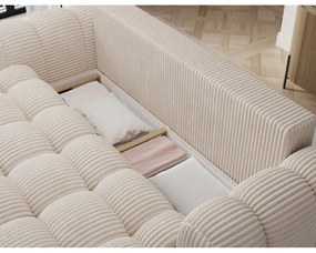 Beżowa sztruksowa rozkładana sofa 256 cm Cotonn – ELTAP