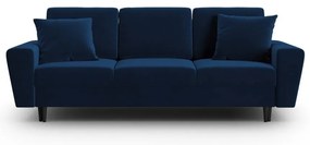 Niebieska aksamitna rozkładana/ze schowkiem sofa 235 cm Kyoto – Cosmopolitan Design