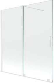 Mexen Velar parawan nawannowy 2-skrzydłowy rozsuwany 150 x 150 cm, transparent, biały - 896-150-000-01-20