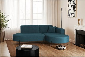 Narożnik w kształcie L Modena Rein, tkanina Noel, Niebieski, Prawy