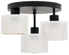 Lampa sufitowa czarna trzypunktowa z białymi abażurami B-3030SC-WE E27