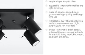 Czarna lampa sufitowa Nice Lamps Ethna 4
