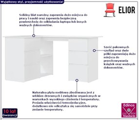 Białe komputerowe biurko narożne - Olmeda