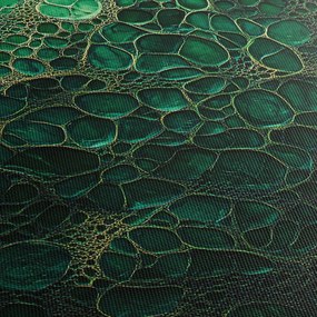 Obraz - Zielony mikroskopowy obraz (z zegarem) (90x30 cm)