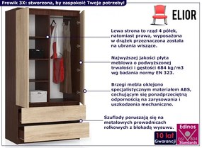 Szafa z drążkiem na ubrania wenge + dąb sonoma Hawe