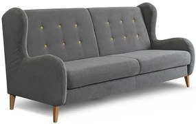 Szara rozkładana sofa w stylu retro z pojemnikiem - Hiza