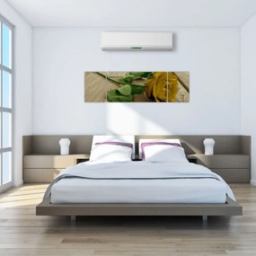 Obraz - Żółte róże w stylu vintage (170x50 cm)