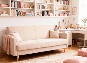 Beżowa sofa rozkładana na nóżkach S1-R94