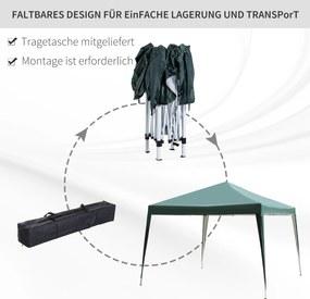 Outsunny Pawilon Ogrodowy 295x295cm Rozkładany Namiot Ochrona UV Stal Tkanina Oxford Składany Zielony | Aosom PL