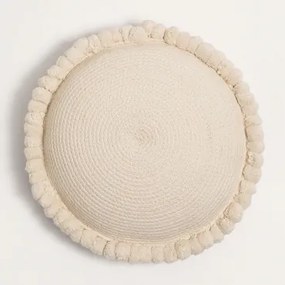 Poduszka Okrągła Ø50 Cm Z Plecionej Bawełny Olets Kremowa - Sklum