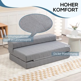 HOMCOM Składany fotel z funkcją łóżka, łóżko dla gości, składane, do 250 kg, 138x80x50 cm, Szary