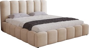 Łóżko tapicerowane 200x200 Florent - łóżko z pojemnikiem i stelażem metalowym - welur, beżowy (Magic Velvet 2201)