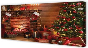 Obraz na płótnie Choinki, Prezenty, Dekoracje i Kominek