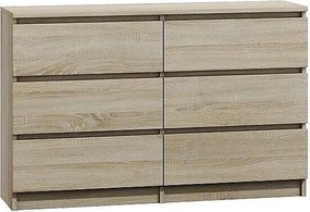Komoda Malwa M6/120 | Dąb Sonoma | 120x30x75 cm | Nowoczesna 6 Szuflad