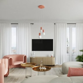 Lampa wisząca HALO 1 brzoskwiniowa ryflowana SOLLUX  LIGHTING