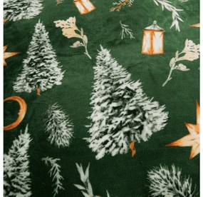 PrzytulneMieszkanie.pl PrzytulneMieszkanie.pl PrzytulneMieszkanie.pl Zestaw pościeli z mikropluszu GREEN CHRISTMAS zielony + prześcieradło z mikropluszu SOFT 180x200 cm biały, podwójne łóżko