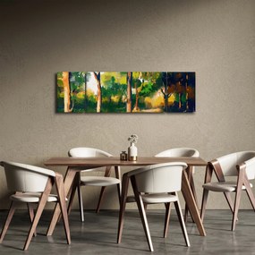 Obraz lasu w letnim słońcu, malarstwo (170x50 cm)