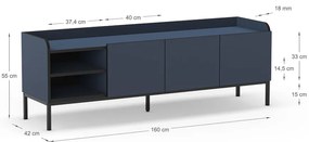 Niebieska szafka pod TV 160x55x42 cm Adara – Marckeric