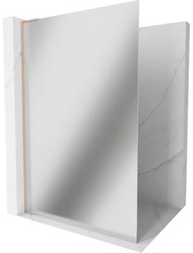 Mexen Kioto L ścianka prysznicowa Walk-in 80 x 200 cm, lustro, miedź szczotkowana - 800-080-103-65-50