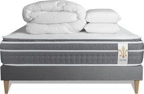 Kompletny zestaw lózka - materac 200x200 cm + Sprezyna skrzyniowa z listwami (w zestawie) + 2 poduszki Koldra - Trente PLUS