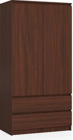 Szafa AKORD S90 Wenge 90 cm 2 drzwi 2 szuflady kolor Wenge mat 4 półki 90x51x180 cm