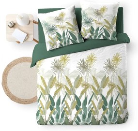 Biało-zielona bawełniana pościel dwuosobowa 240x220 cm Otika – douceur d'intérieur