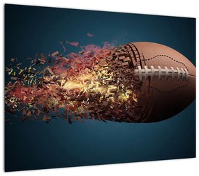 Obraz na szkle - Piłka do rugby w akcji (70x50 cm)