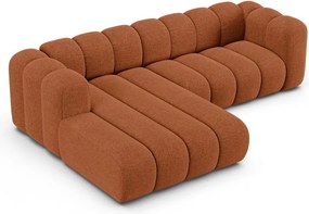 Ceglasty narożnik z tkaniny szenilowej (lewostronny/z szezlongiem) Lupine – Micadoni