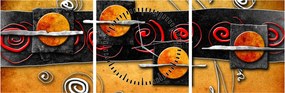 Abstrakcyjny obraz - Planety (z zegarem) (90x30 cm)