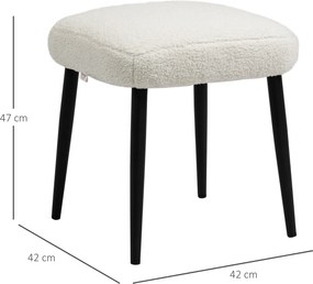 HOMCOM Pufa Kwadratowa do Makijażu Kaszmir Kremowobiały 42x42x47cm | Aosom PL