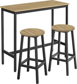 Industrialny stół barowy z 2 stołkami dąb artisan - Vega 4X