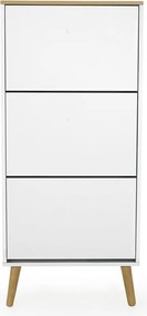 Biała szafka na buty z nogami z drewna dębowego Tenzo Dot