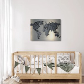 Obraz na szkle - Mapa świata w kamiennej teksturze (70x50 cm)