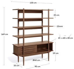 Regał w dekorze drewna orzechowego Kave Home Carolin, 130x169 cm