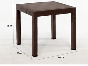 Ciemnobrązowy zestaw mebli ogrodowych z imitacji rattanu dla 4 osób Rattan – Floriane Garden