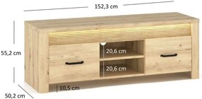 Nowoczesna szafka RTV podświetlana dąb artisan F9-L65