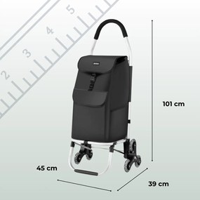 Jurhan Torba na zakupy Shopper na kółkach do schodów 45L, 101x45x39, kolor czarny