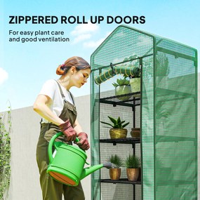 Outsunny Mini-szklarnia na kwiaty lub warzywa, stal, tworzywo sztuczne, 69 dł. x 49 szer. x 193 wys. cm, Zielona