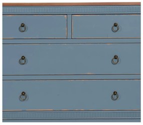 Niebieska niska komoda z litego drewna jodłowego 115x90 cm Shabby – Ixia