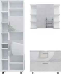 Zestaw mebli łazienkowych biały wysoki połysk 80.2x33x60.8 ilias