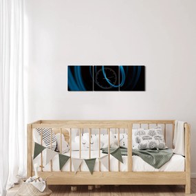 Obraz niebieskiej linii (z zegarem) (90x30 cm)