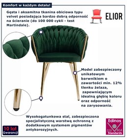 Ciemnozielone krzesło plecione do salonu H2-M32