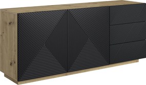 Komoda Asha 167 cm dwudrzwiowa z szufladami - artisan / czarny mat