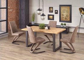 Nowoczesny rozkładany stół Perezo 160-250x90 cm, blat z okleiny naturalnej w kolorze dąb i metalowe czarne nogi w stylu loftowym