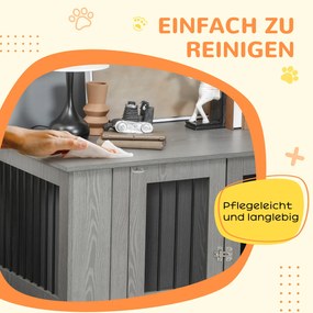 PawHut Buda dla psa z oknem Szara 116x60x87cm Przestronna i komfortowa | Aosom PL