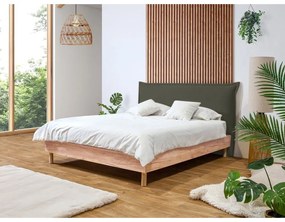 Ciemnozielono-naturalne łóżko dwuosobowe ze stelażem 160x200 cm Charlie – Bobochic Paris