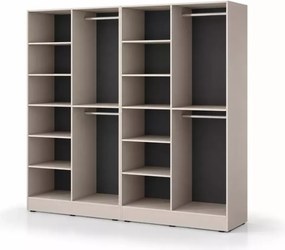 Szafa 4-drzwiowa 202 cm Dickson z przyciemnianymu szklanymi frontami - minimalistyczna szafa do salonu